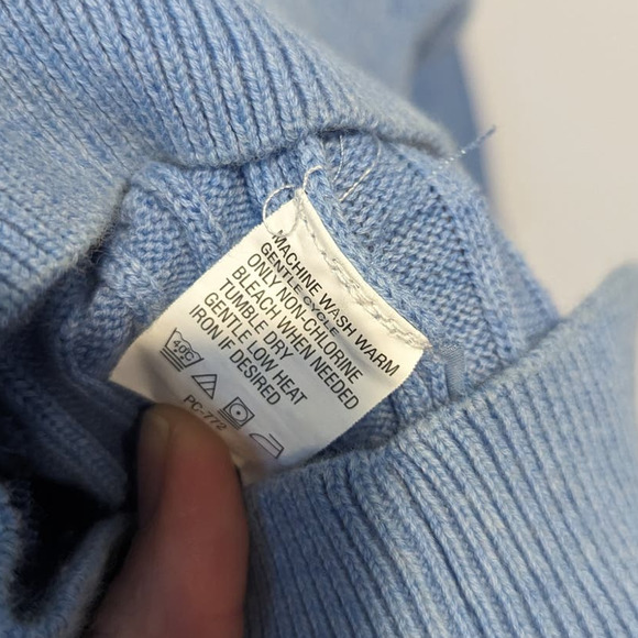 IZOD Men's Cable Knit Sweater Baby Blue Summer Blue 100% Cotton - Picture 4 of 4